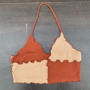 SHEIN | Brown Patchwork Halter Top